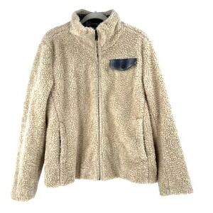 Pendleton Ladies' Fuzzy Zip Jacket Women's XL Beige Sherpa Coat Landman Cowgirl